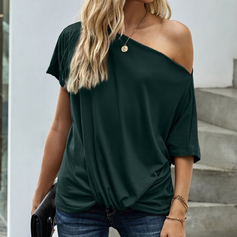 Hunter Green Off the Shoulder Top